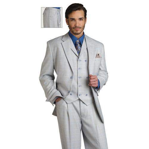 E. J. Samuel Blue Plaid Suit M2622